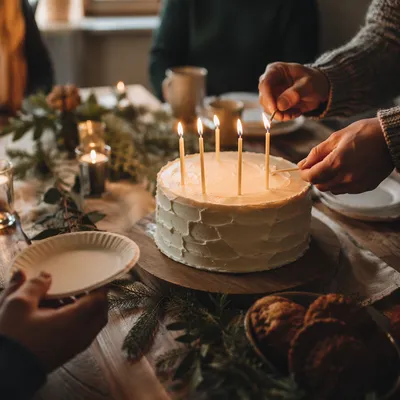 Candlelit Birthday Cake in Home Fellowship