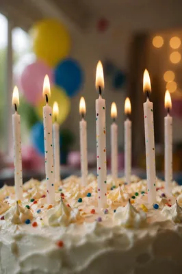 Homemade Birthday Cake with Pastel Candles