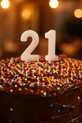 Chocolate 21st Birthday Cake With Candles