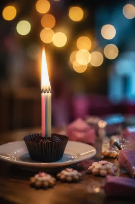 Warm Birthday Candles on Party Table