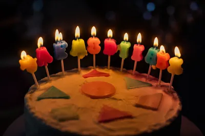 Glowing Birthday Cake Candles Celebration