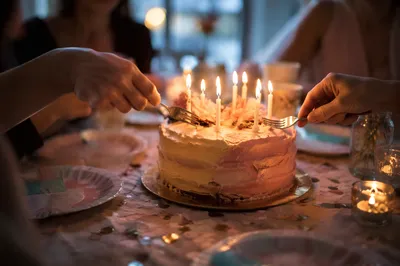Cozy Birthday Cake Candle Celebration Close-Up