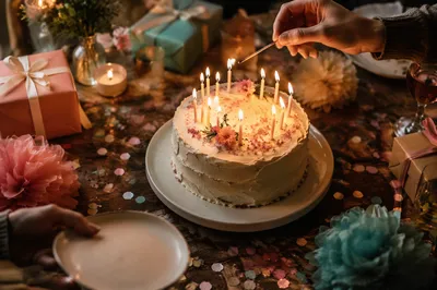 Cozy Birthday Cake Candle Celebration Scene