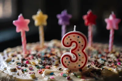 Homemade Birthday Cake with Celebration Candles