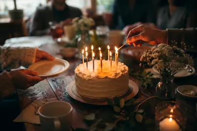Cozy Birthday Cake Candle Celebration