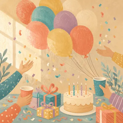 Colorful Birthday Balloons and Confetti Celebration