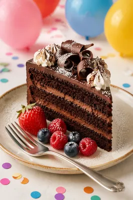 Elegant Chocolate Birthday Cake with Confetti