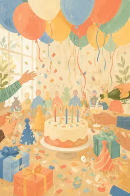Colorful Birthday Balloons and Confetti Celebration