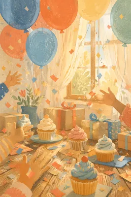 Joyful Birthday Balloons and Confetti Celebration