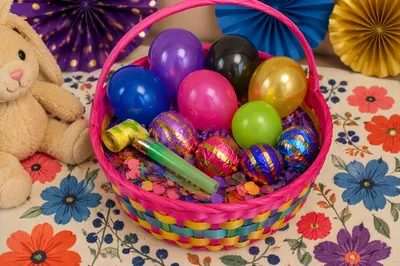Colorful Birthday Party Basket with Confetti