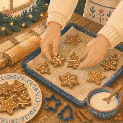 Cozy Gingerbread Cookie Baking at Christmas