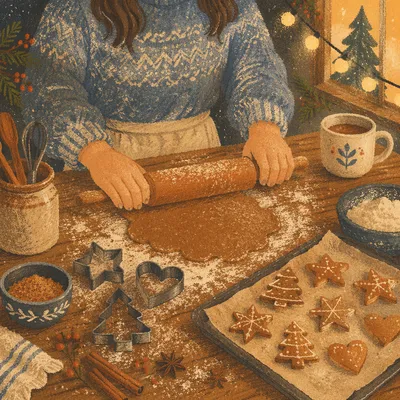 Cozy Gingerbread Cookie Baking at Christmas