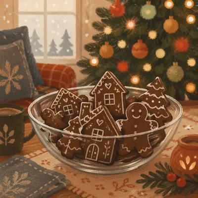 Cozy Gingerbread Cookies by Christmas Tree
