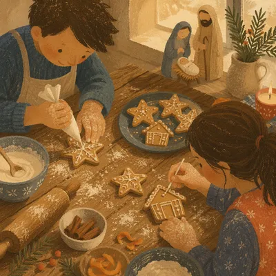 Festive Gingerbread Nativity Cookie Baking
