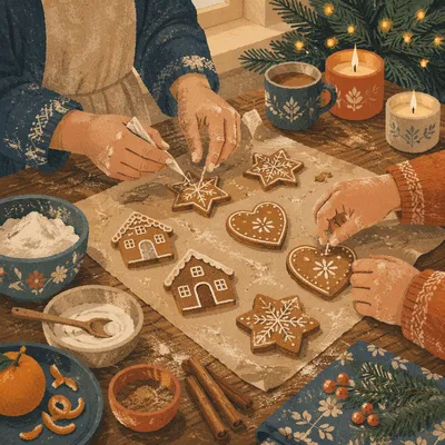 Cozy Christmas Gingerbread Cookie Decorating