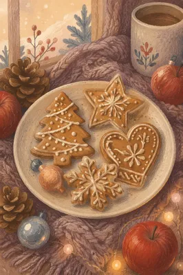 Festive Gingerbread Cookies on Holiday Table