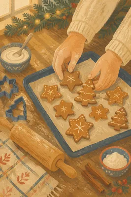 Cozy Gingerbread Cookie Baking at Christmas
