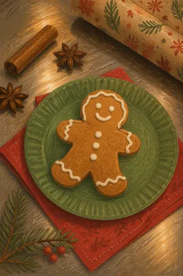 Festive Gingerbread Cookie Christmas Baking Scene