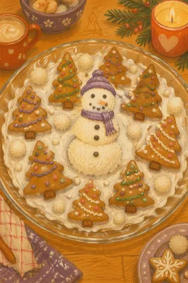 Festive Gingerbread Cookies on Christmas Table