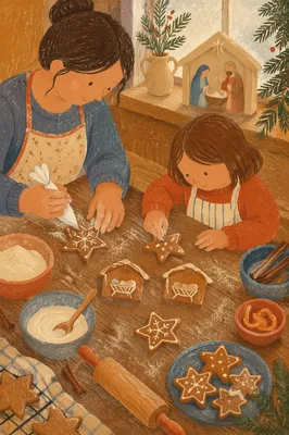 Cozy Christmas Gingerbread Baking with Nativity