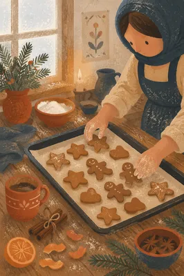 Cozy Christmas Gingerbread Baking Scene
