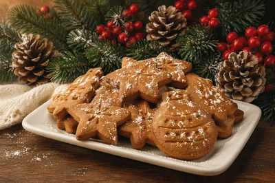 Festive Gingerbread Cookies on Holiday Table