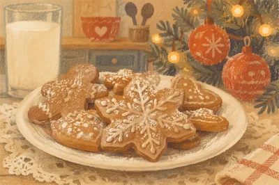 Gingerbread Cookies with Warm Christmas Lights