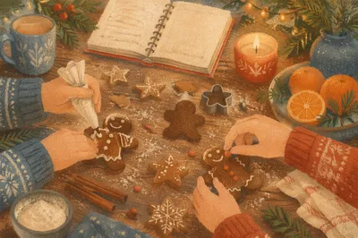 Cozy Christmas Gingerbread Cookie Decorating