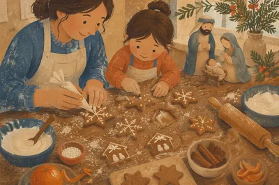 Festive Gingerbread Nativity Cookie Baking