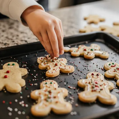 Festive Gingerbread Cookies Decorated by Children