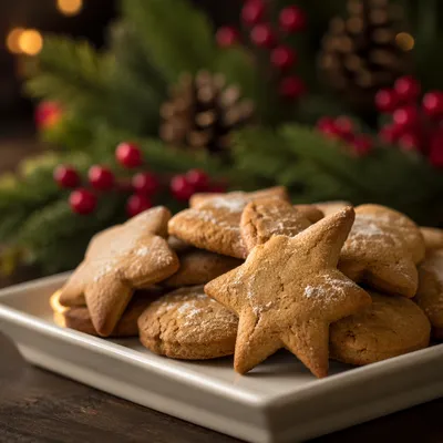 Cozy Gingerbread Christmas Cookies on White Plate