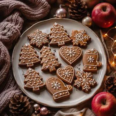 Festive Gingerbread Cookies on Cozy Holiday Table