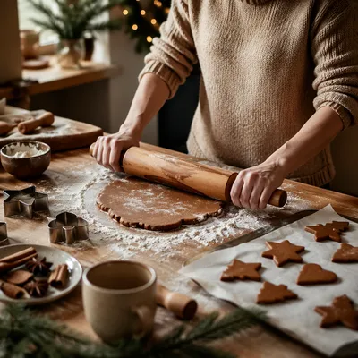 Cozy Gingerbread Cookie Baking at Christmas