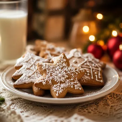 Gingerbread Cookies with Warm Christmas Lights