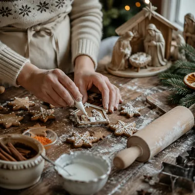 Cozy Christmas Gingerbread Baking with Nativity