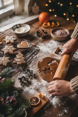 Cozy Christmas Gingerbread Baking Scene
