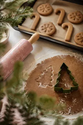 Festive Gingerbread Cookies on Holiday Kitchen Counter
