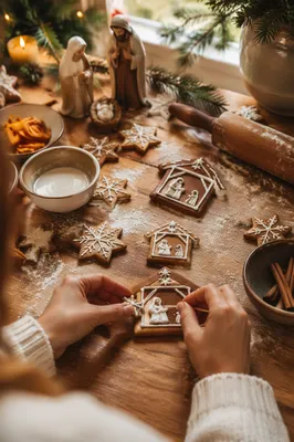 Festive Gingerbread Cookies in Cozy Christmas Kitchen