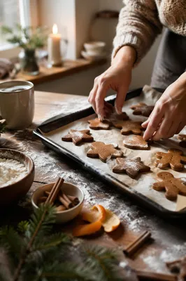 Cozy Christmas Gingerbread Baking Scene