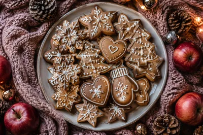 Festive Gingerbread Cookies on Cozy Holiday Table