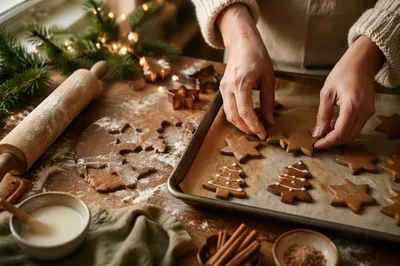 Cozy Christmas Gingerbread Baking Scene