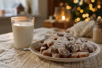 Cozy Christmas Gingerbread Cookies and Milk