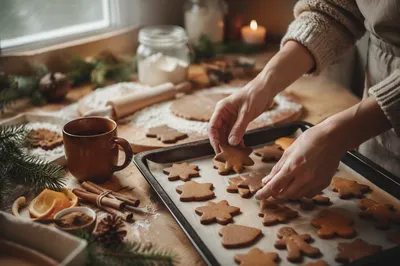 Cozy Christmas Gingerbread Baking Scene