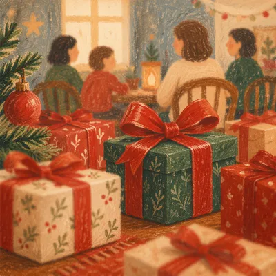 Festive Christmas Gift Boxes with Ribbon Bows