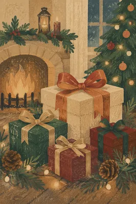 Cozy Christmas Gift Boxes with Ribbon Bows