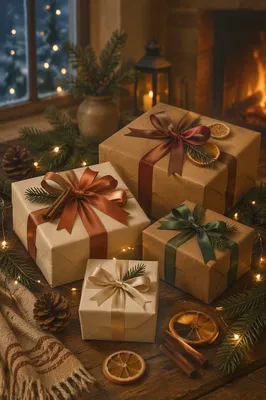 Cozy Christmas Gift Boxes with Ribbons