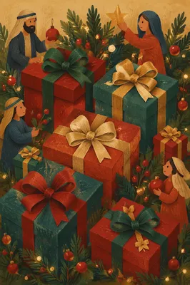 Elegant Christmas Gift Boxes with Satin Ribbons