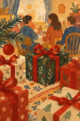 Christmas Gift Boxes with Satin Ribbon Bows