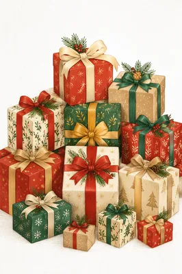Festive Christmas Gift Boxes with Ribbons