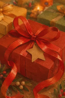 Red Christmas Gift Box With Ribbon Bow
